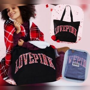 Victoria's Secret Pink Black and Plaid LOVE PINK Tote (New)
